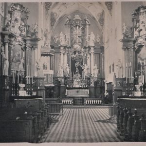 przed 1939 - Główny ołtarz w kościele w Przemyślanach - Pocztówka, zdjęcie: Starza-Dzierzbicki, źródło: zdjęcie dzięki uprzejmości p. Małgorzaty Szkodzińskiej